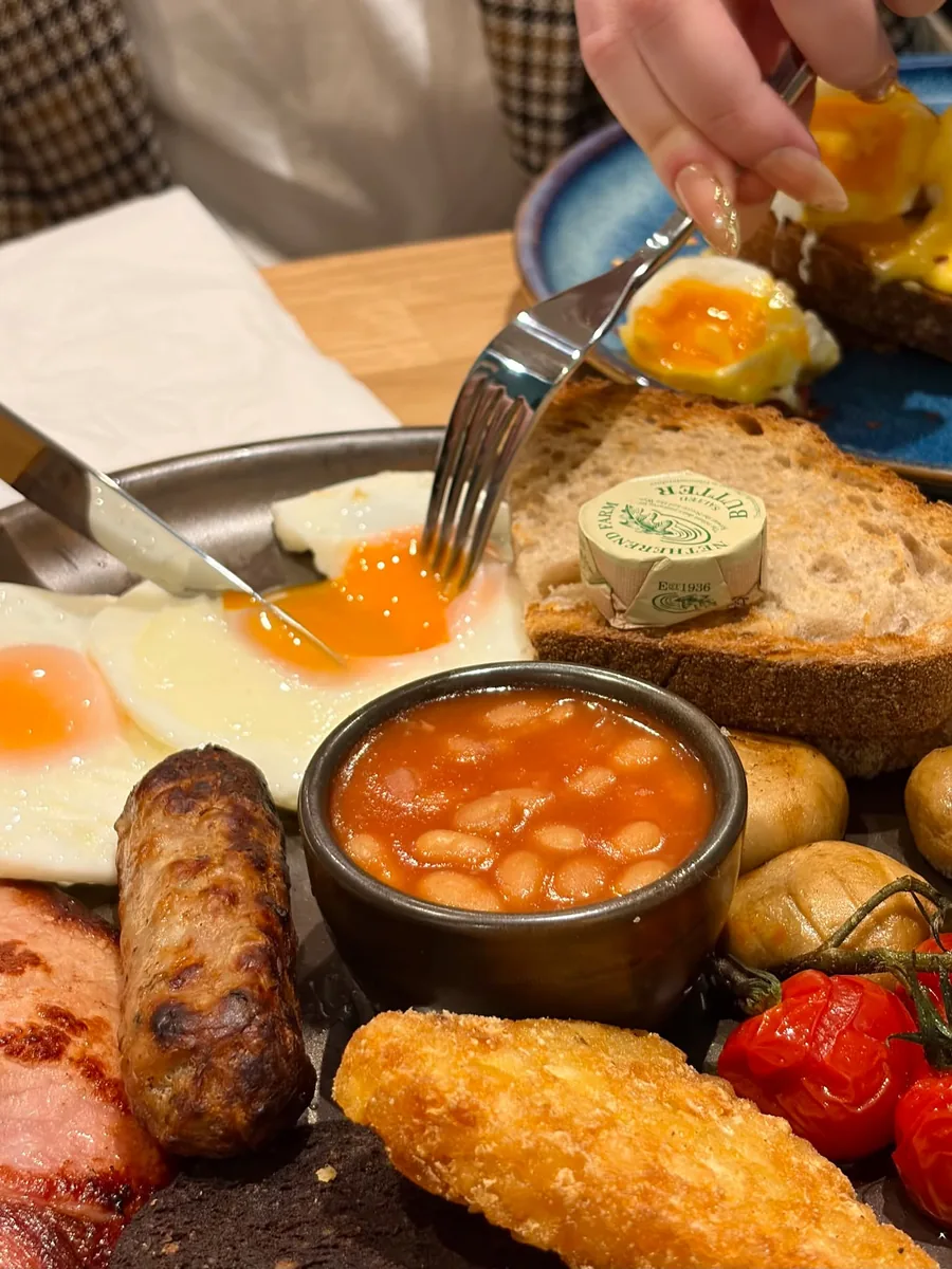 Breakfast with toast and beans