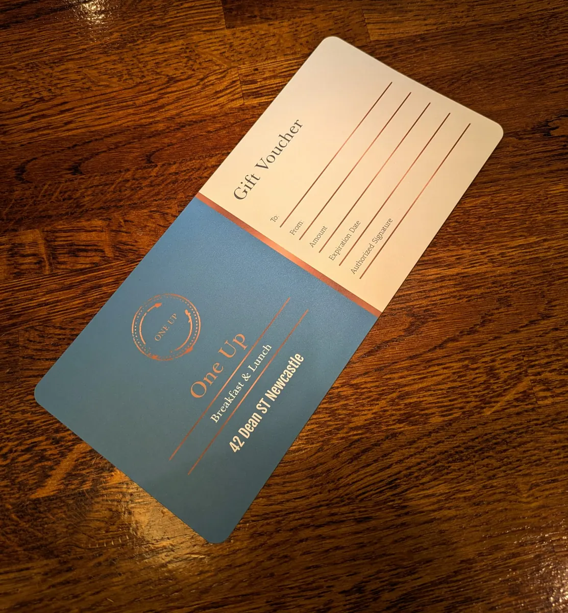One Up Caf&eacute; Bistro gift voucher